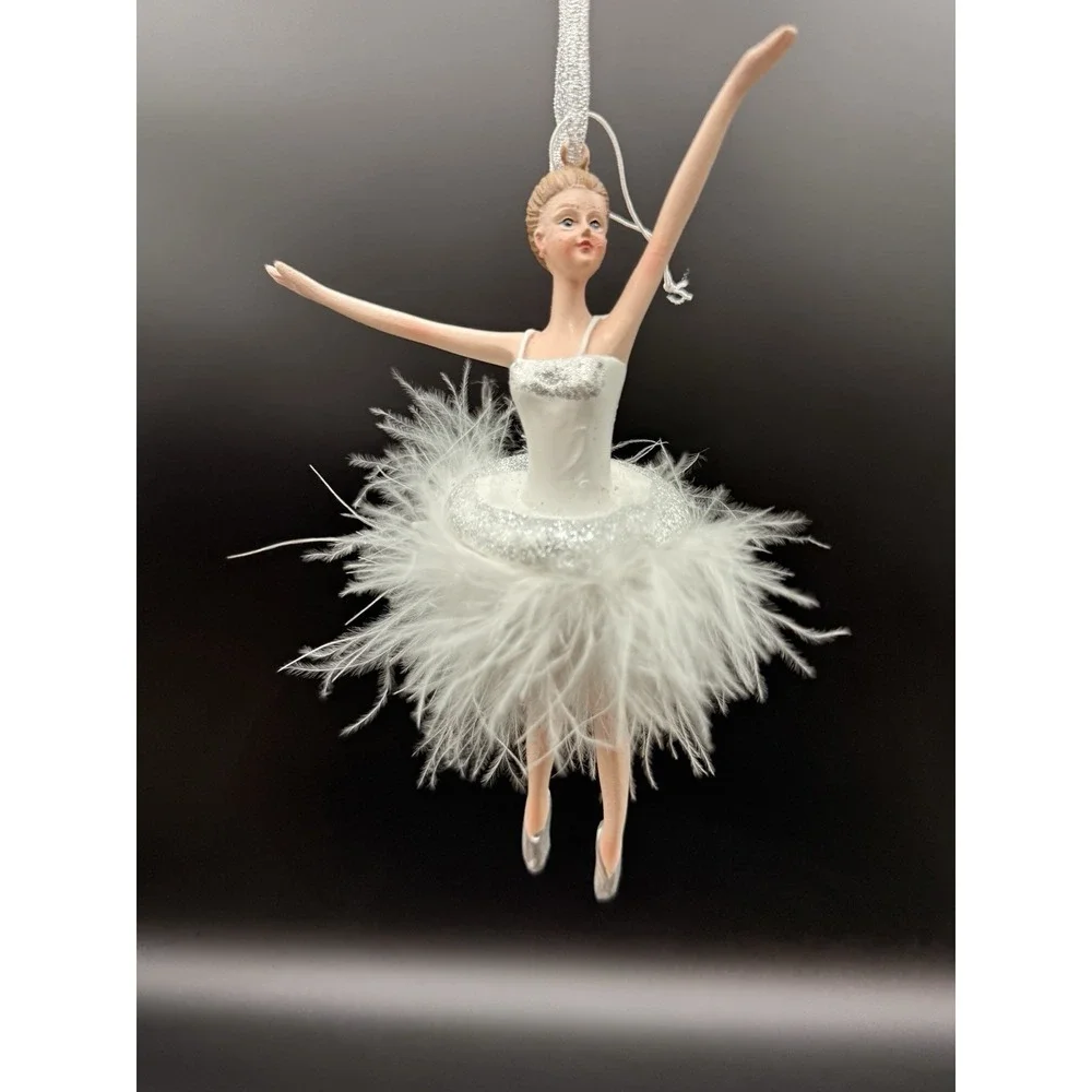 5 White Feather Ballerina Dancer‎ Dolls 7' Christmas Decoration